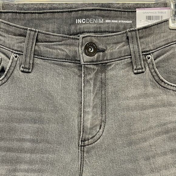 NWT INC International Concepts Denim Jeans Womens Gray Size 6/28 Ripped Straight - Picture 3 of 16